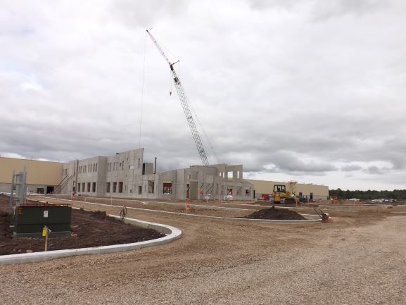 View leaving employee parking area