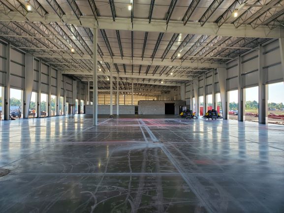 Drive through garage - cement floors poured