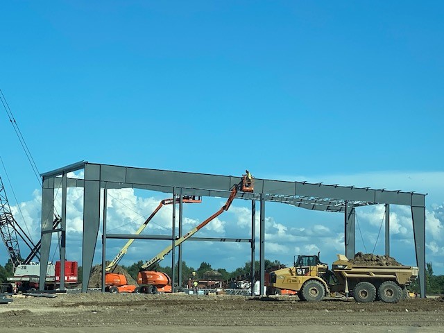 Close up of Steel framework structure taking shape