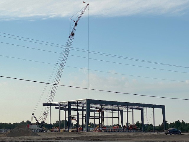 Distance view structural steel walls and roof